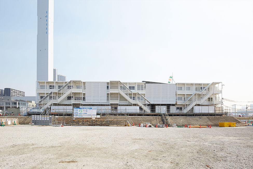 Temporary site office cabin for construction work manufactured by Sankyo Frontier